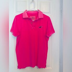 HOLLISTER Boys Young Men’s Pink short sleeve polo shirt Size Large